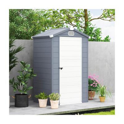 China Sustainable AJUNION Waterproof Plastic Garden Shed with Aluminum Frame and Tools House for sale