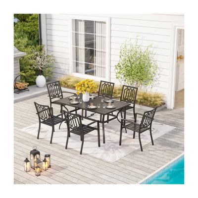 China Outdoor Dining Set with Stackable Chair AJUNION Metal Space Restaurant Furniture for sale