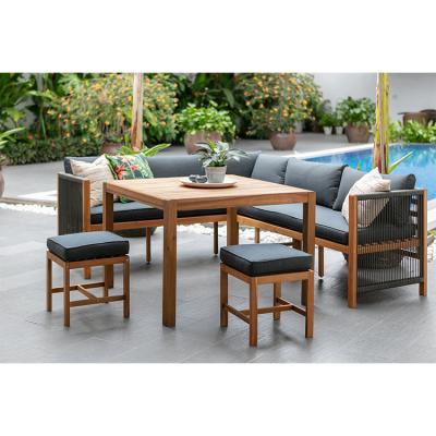 China Outdoor Dining Set featuring Solid Wood Corner Sofa and 3 Seater Bench for Relaxing Meals for sale