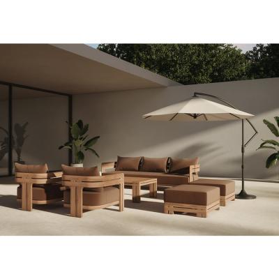 Cina Moderno e elegante Divano di salotto in legno di teak naturale per hotel Set di mobili per patio esterno in vendita