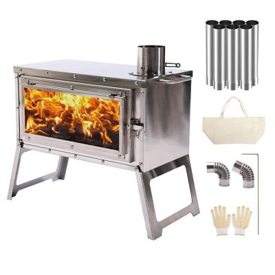 Chine Patio extérieur Camping BBQ Party Portable en acier inoxydable Poêle à bois de camping avec cheminée à vendre