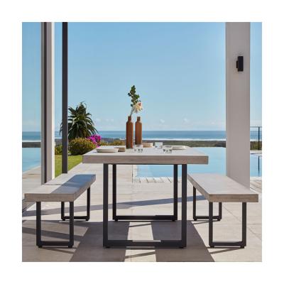 China Outdoor Furniture AJUNION Modern Aluminum Garden Chair with Rectangular Dining Table for sale