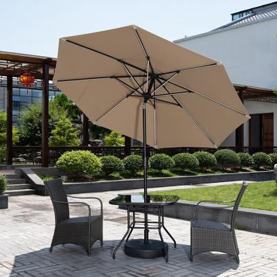 China Buitencafé Patio Beach Parasol met zonne-LED-lampen en aluminium middelste paal Te koop