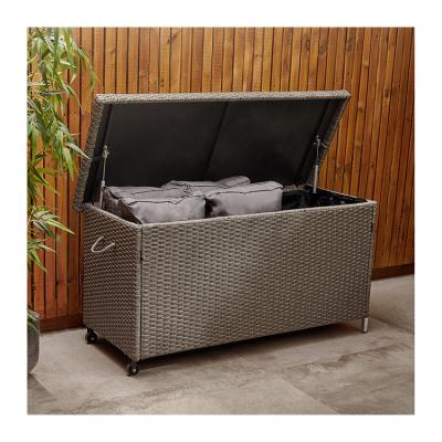 China AJUNION Rattan Weave Cushion Storage Box A Must-Have for Tools Lock and Wheels Included for sale