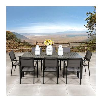 China Outdoor Restaurant Furniture Metal Dining Set with 8 Seat Expandable Table by AJUNION for sale