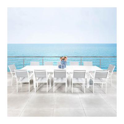 China Moderne stijl Aluminium Outdoor Dining Set 12 zitplaatsen fauteuil en uitbreidbare eettafel Te koop