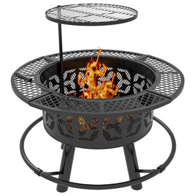 China Outdoor Warming Portable Round Steel Wood Burning Firepit Charcoal BBQ Grill Fire Pit Burner Kit for sale