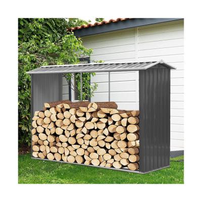 China AJUNION Metal Outdoor Firewood Log Rack Shed for Easy Assembly and Garden Storage for sale