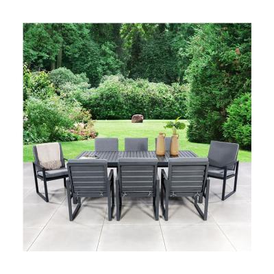 China Metal Dining Armchair and Dining Table Set for 8 Seating in Villa Outdoor Dining for sale