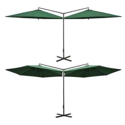 China Metal Fabric Outdoor Restaurant Hotel Patio Cafe Garden Waterproof Hanging Banana Double Parasol Sun Umbrella for sale