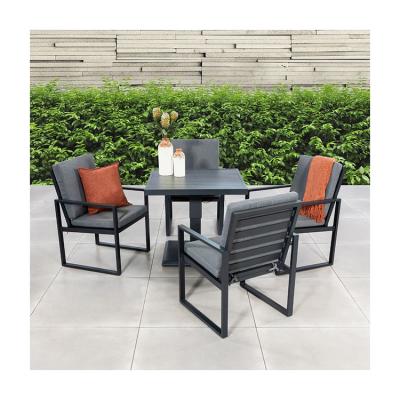 China Adjustable Height Outdoor Dining Table with Armchair AJUNION Modern Aluminum Patio Set for sale