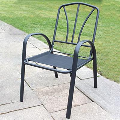 China Leisure Outdoor Furniture Removable Stackable Folding Iron Metal Chair with Arm for sale