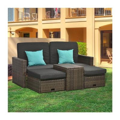 China AJUNION 5 Piece Outdoor PE Rattan Furniture Set with Corner Chair Weight Capacity 352lbs for sale