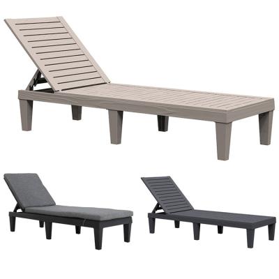 China Buitenmeubilair Zonnebed voor zwembad Plastic Stackable Chaise Lounge Chair Te koop