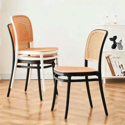 China Nordic Stackable PP Plastic Rattan Dinner Chair for Outdoor Garden Cafe Restaurant for sale