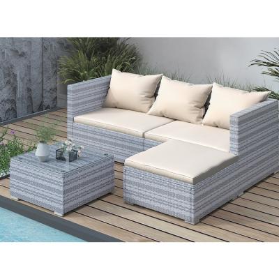 China AJUNION Wicker Rattan Garden Sofa Outdoor Lounge Set 4 Piece with Y Mail Packing for sale