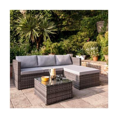 China Leisure Outdoor AJUNION 4 Seat Wicker Rattan Garden Furniture Sofa Corner Lounge Set for sale