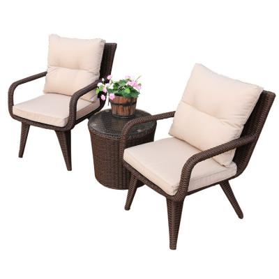 China Modern Design Woven PE Rattan Armchair and Dining Table Set for Outdoor Villa Balcony for sale