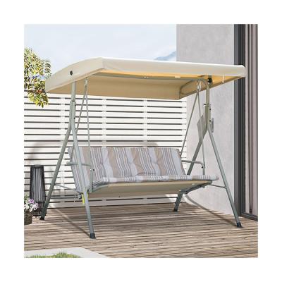 China Modern Design AJUNION 3 Seater Outdoor Metal Frame Patio Swings Couch Swing Bed Chair for sale