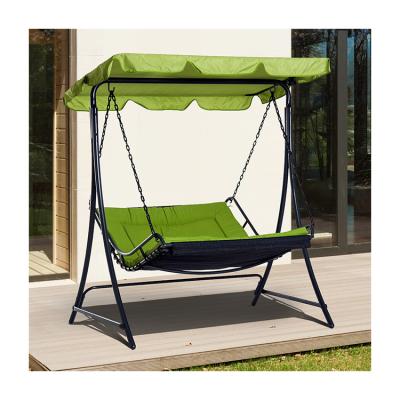 China Cushion de poliéster AJUNION Canopy de oscilación al aire libre hamaca de 3 asientos silla de oscilación de patio con canopy ajustable en venta