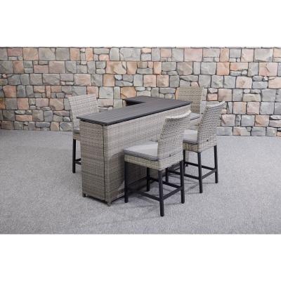 China PE Wicker Rattan Outdoor High Bar Stoel en Tafel Set voor Moderne Eetkamermeubilair Te koop