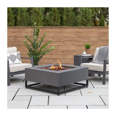 China Outdoor Living Square Steel Gas Fire Pit Table with Adjustable Flame Height Function for sale