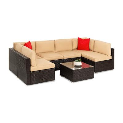 China Hotel Outdoor Indoor Patio Garten Balkon Pool Strand Gewebter PE Wicker Rattan Lounge Sektionelle Modulsofa-Set zu verkaufen