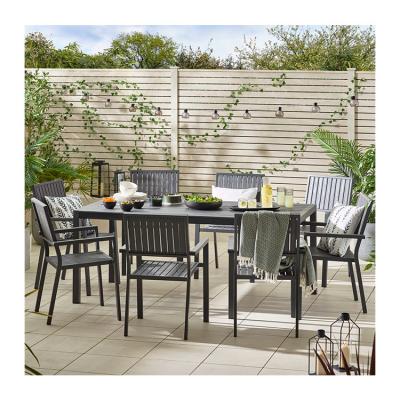 China Villa Patio Dining Set AJUNION 8 Seat Outdoor Table and Chairs with Aluminum Frame for sale