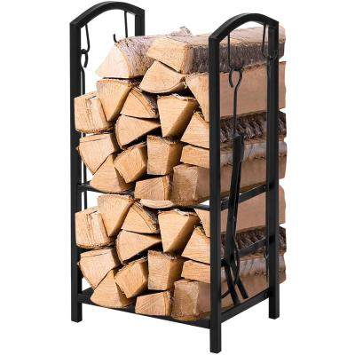 China 2 Tiers Rack de lenha de fogão W46 x D30 x H75cm Porta-lugar de lareira com lareira e 4 ferramentas à venda