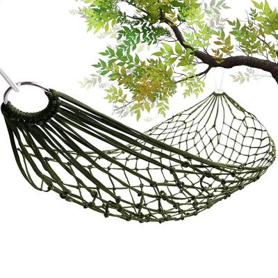 China Outdoor Indoor Garden Camping Farmhouse Style Portable Folding Nylon Rope Net Mesh Single Hammock Design for sale