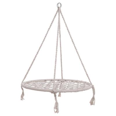 China Outdoor Indoor Garden Camping Metal Swing Chair with Cotton Rope and Foldable Design for sale