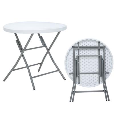 China Mail Packing Portable Round Plastic Metal Folding Dining Table for Modern Design Style for sale