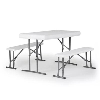 China Outdoor Furniture Plastic Metal Folding Picnic Dining Table Chair Bench Set for Garden for sale