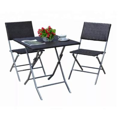 China Outdoor Courtyard Furniture Set with Foldable PE Rattan Wicker Dining Table and Chair for sale