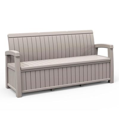 China Hotel Outdoor Home Weather-Proof Armchair Plastic 3 Seater Sofa Bench with Storage Box for sale