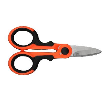 China Professional Stationary Serrated Electrician Shears Wire Cable Comfortable Handle Blade ELECTRICIAN'S SCISSORS Cutting Scissors for sale