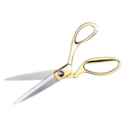 China Cloth /Sewing Shears Stainless Steel Pointed Gold Cloth Scissors Sewing Tailor Scissors with Zinc Alloy Handle for sale