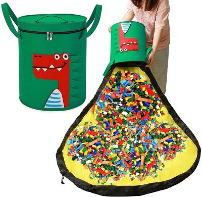 China Debris Felt Beautiful Folding Toy Storage Bucket Dinosaur Lego Storage Felt Large Capacity for sale