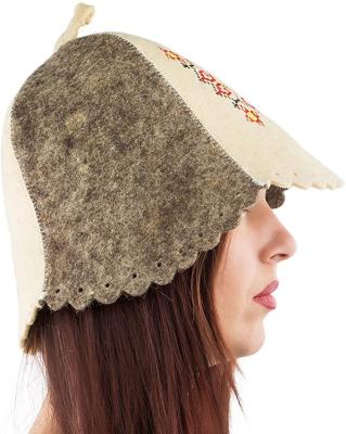 China Picture 2022 Top Selling Best In Amazon Handmade Natural Organic Wool Felt Sauna Hat for sale