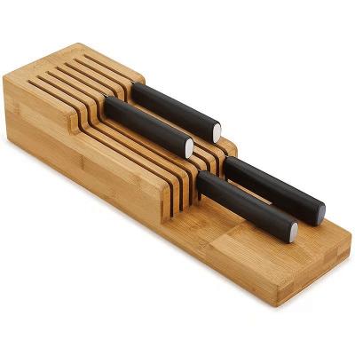 China Multifunctional Horizontal Bamboo Multi-Function Knife Rack Universal Storage Drawer Kitchen Knife Rack Wooden Universal for sale