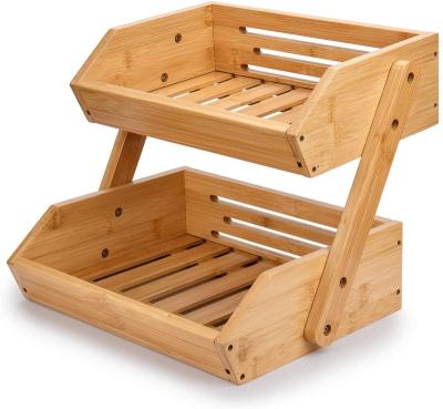 China Large Capacity Eco - Friendly Vegetable 2 Tier Folding Sustainable Fruit Basket For Kitchen for sale