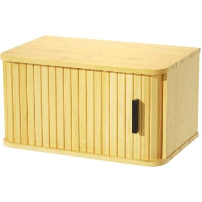 China Large Capacity Home Sustainable Storage Box Kitchen Food Storage Cabinet Bamboo Single Layer Bread Box for sale