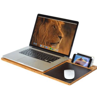 China Eco-Friendly Portable Bamboo Laptop Lap Tray Laptop Stand Computer Lap Desk Tray with Mouse Pad and Cooling Holes for sale