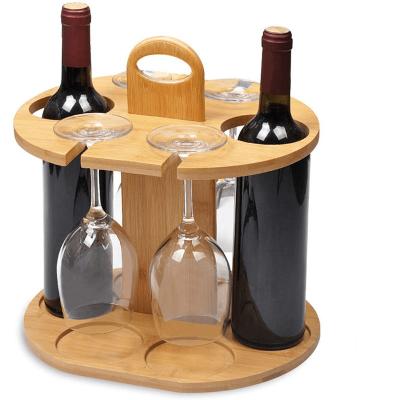 China Wholesale Viable Bamboo Wood Wine Rack Wine Glass Hanging Rack Inverted Wine Rack Creative Home Ornament for sale