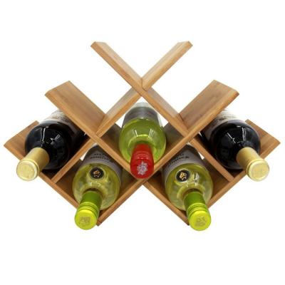 China Home Kitchen Living Room Multi-Layer Single Viable Wine Shelf Commercial Bamboo Red Wine Bottle Rack for sale