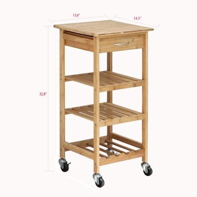 China Good Price Eco Friendly Arectangle Portable 3 - Tier Kitchen Cart Cart With Wheels for sale