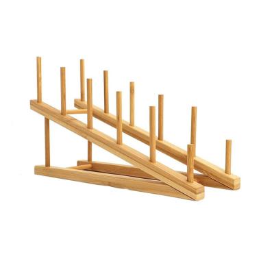 China Pot Lid Rack Dish Drain Rack Buffet Storage Viable Hot Selling Bamboo Dish Rack for sale