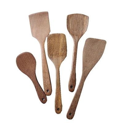 China Viable Japanese Style Unpainted Wooden Shovel Spoon Household Kitchen Utensils Set Stove Long Handle Shovel for sale