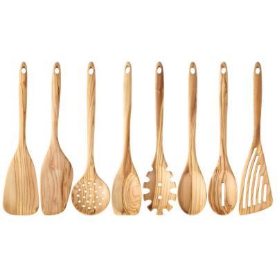 China Sustainable 8 Piece Wooden Nonstick Spatula Set Cooking Spatula Household Kitchen Utensils Solid Wood Set for sale