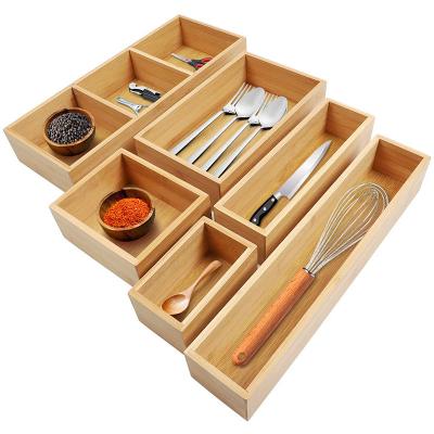 China Kitchen Bedroom Storage Box Drawer Fork Knife Spoon Box Drawer Cutlery Organizer Storage Viable Desktop Set for sale